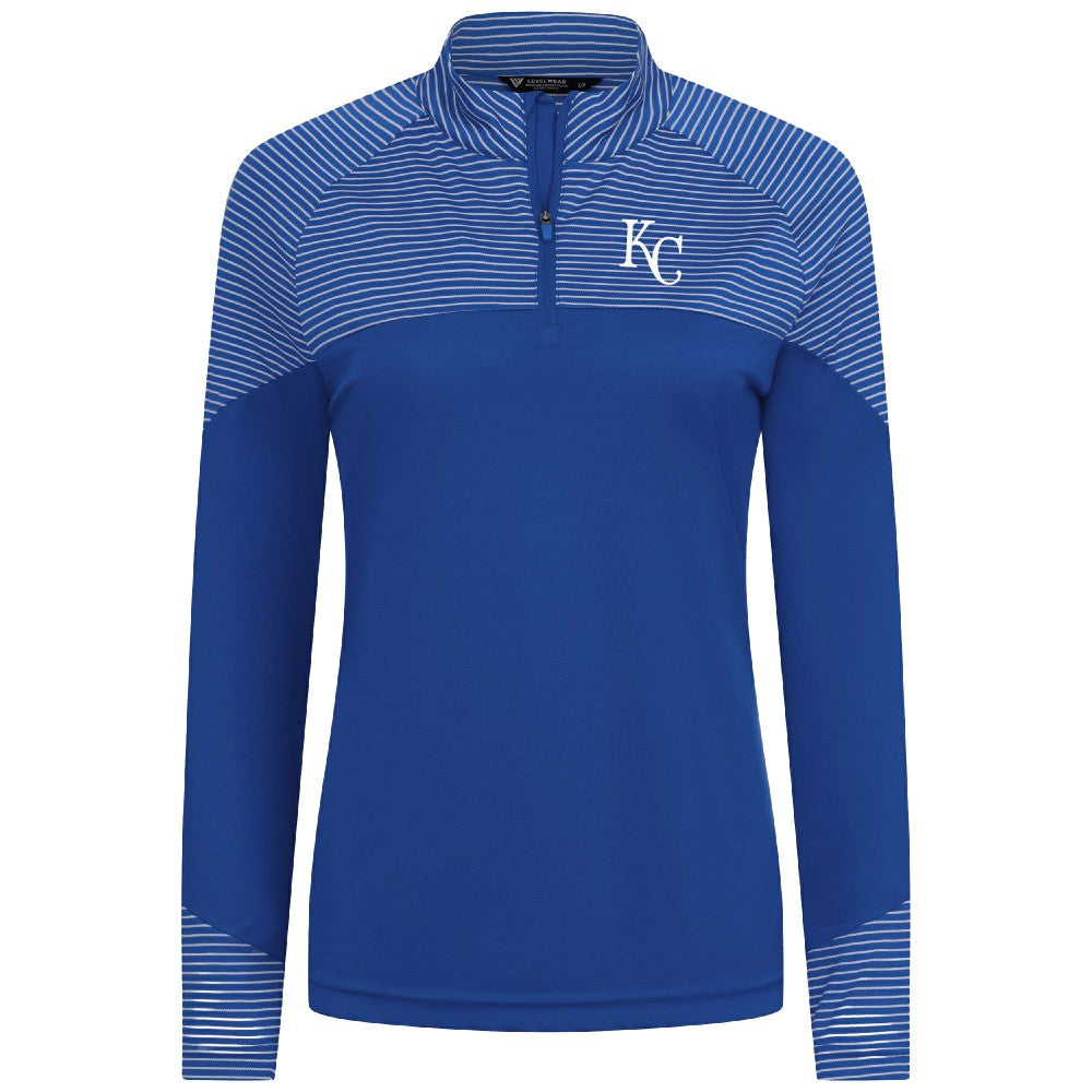 Kansas City Royals Levelwear Women's Classic Stripes Insignia 2.0 Raglan Quarter-Zip Top | MLB New
