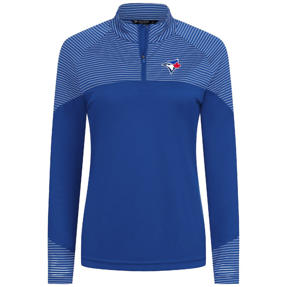 Toronto Blue Jays Levelwear Women's Classic Stripes Insignia 2.0 Raglan Quarter-Zip Top | MLB Near me