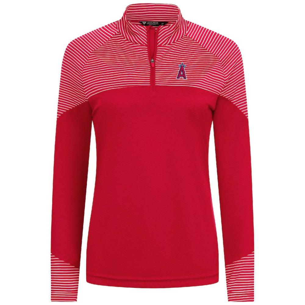 Los Angeles Angels Levelwear Women's Classic Stripes Insignia 2.0 Raglan Quarter-Zip Top | MLB Shop