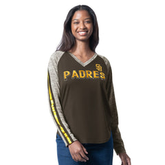 San Diego Padres G-III 4Her by Carl Banks Women's Top Dog Raglan Long Sleeve V-Neck T-Shirt | MLB Shop