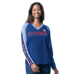Chicago Cubs G-III 4Her by Carl Banks Women's Top Dog Raglan Long Sleeve V-Neck T-Shirt | MLB For sale