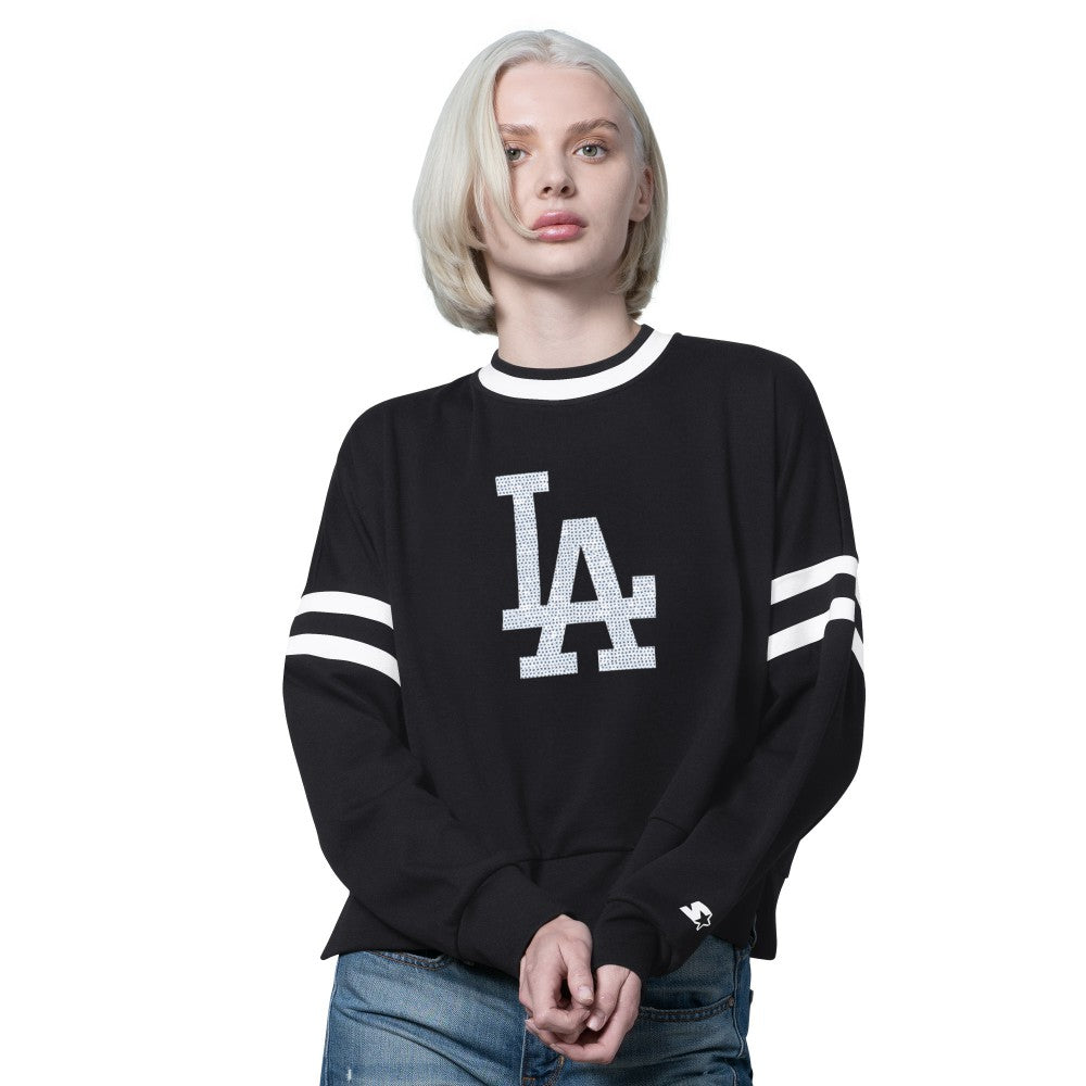 Los Angeles Dodgers Starter Women's Rally Cropped Drop Shoulder Crewneck Sweatshirt | MLB Online