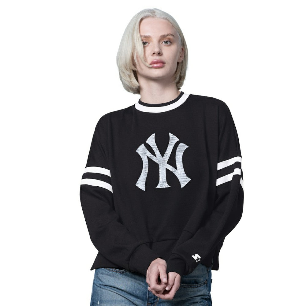 New York Yankees Starter Women's Rally Cropped Drop Shoulder Crewneck Sweatshirt | MLB Shop