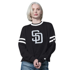 San Diego Padres Starter Women's Rally Cropped Drop Shoulder Crewneck Sweatshirt | MLB Outlet