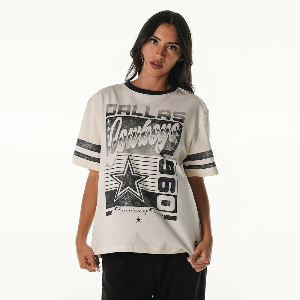 Dallas Cowboys  The Wild Collective Women's Vintage Drop Shoulder Oversized Boyfriend T-Shirt