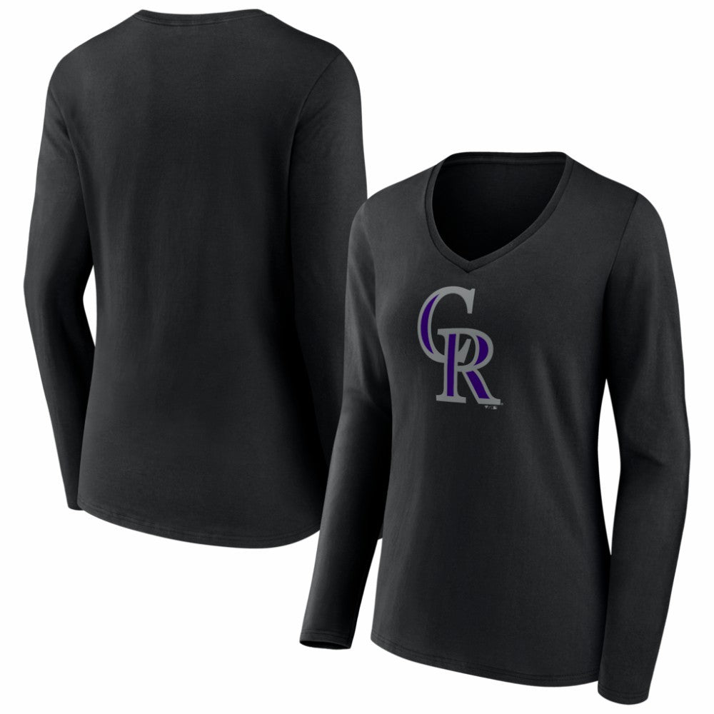 Colorado Rockies Women's Logo Long Sleeve V-Neck T-Shirt | MLB Sale