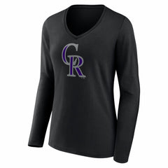 Colorado Rockies Women's Logo Long Sleeve V-Neck T-Shirt | MLB Sale