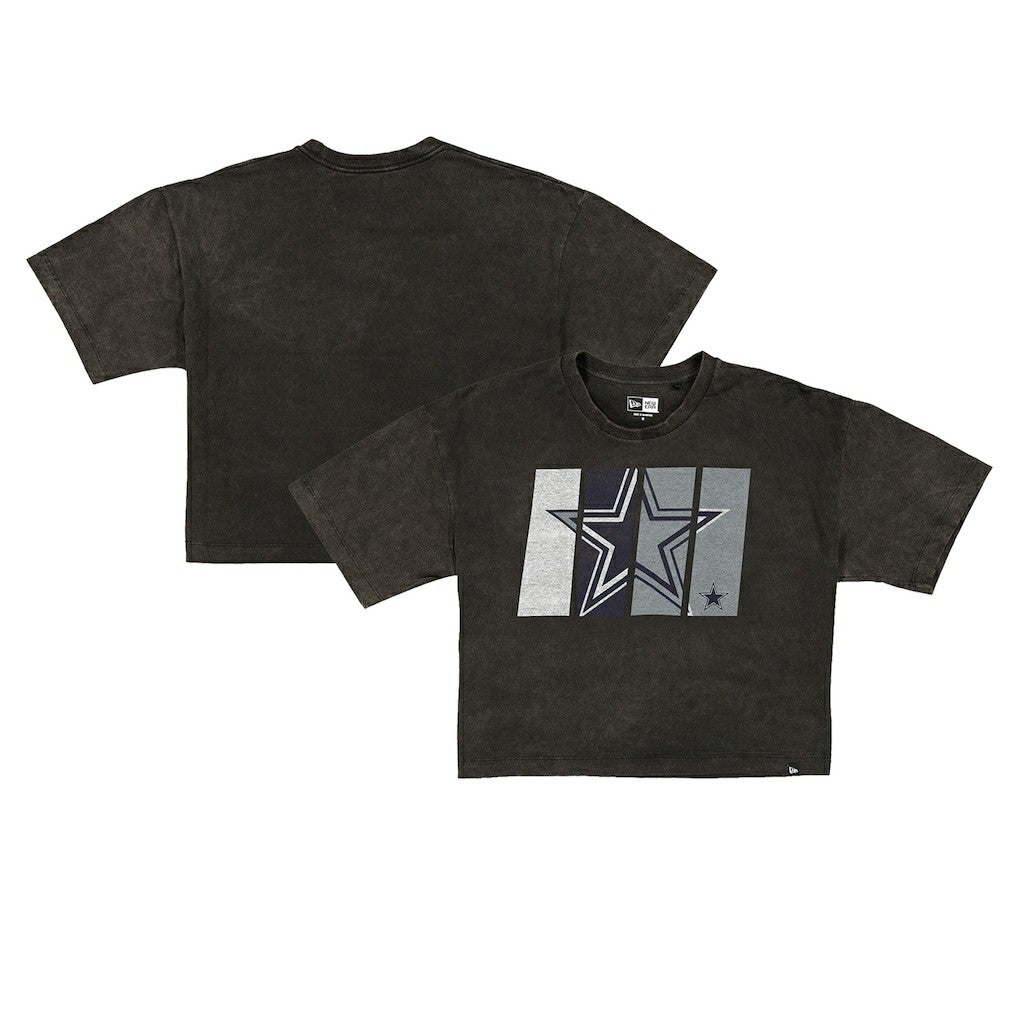 Dallas Cowboys New Era Women's Boxy Cropped Sport Night Mineral Wash T-Shirt