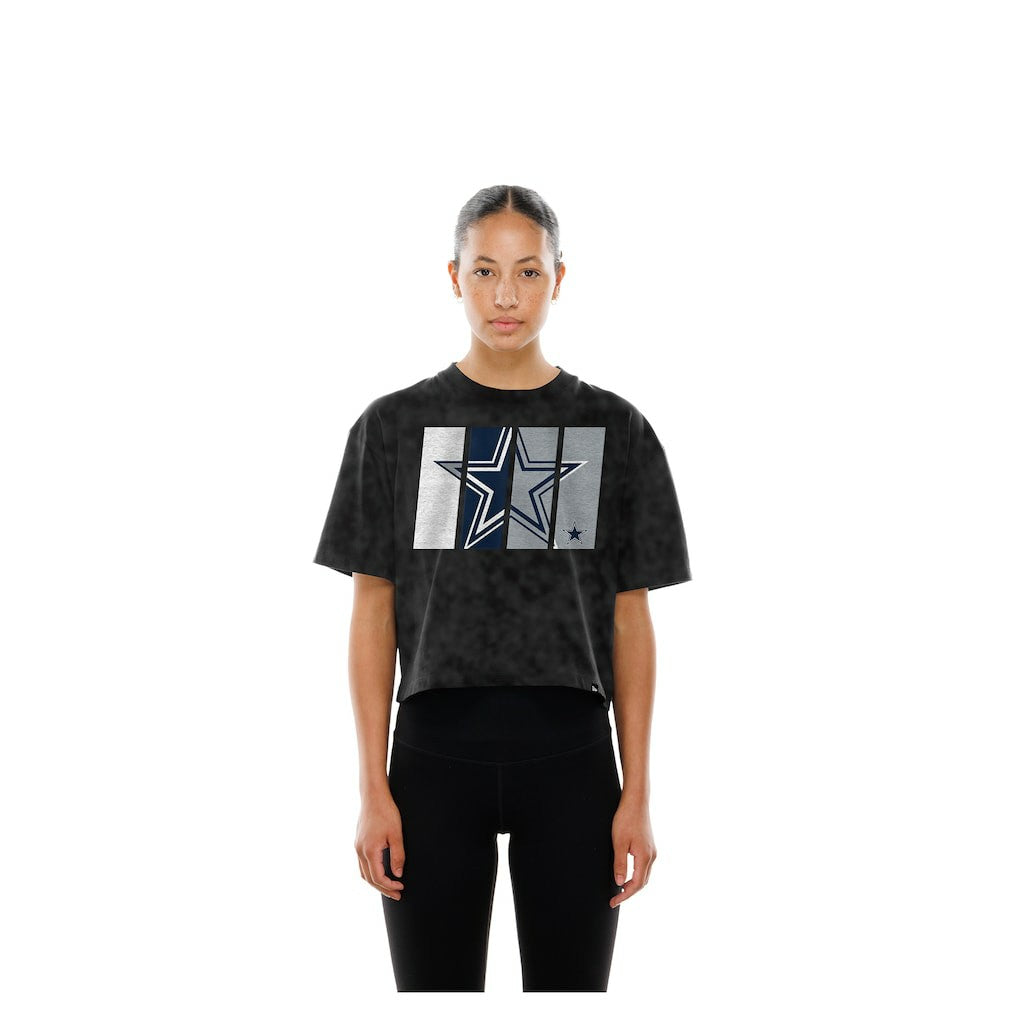 Dallas Cowboys New Era Women's Boxy Cropped Sport Night Mineral Wash T-Shirt