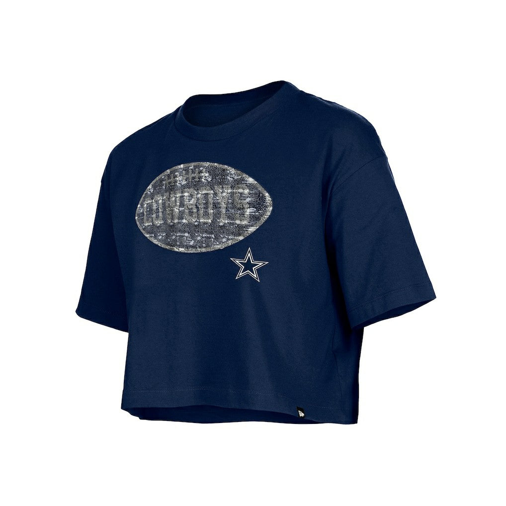 Dallas Cowboys New Era Girl's Flip Sequin Boxy T-Shirt