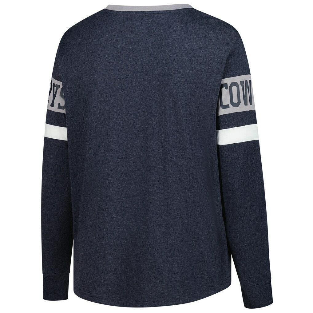 Dallas Cowboys New Era Women's Plus Size Throwback Lace-Up Long Sleeve T-Shirt