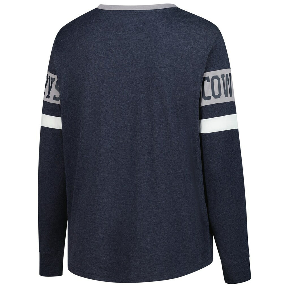 Dallas Cowboys New Era Women's Plus Size Throwback Lace-Up Long Sleeve T-Shirt