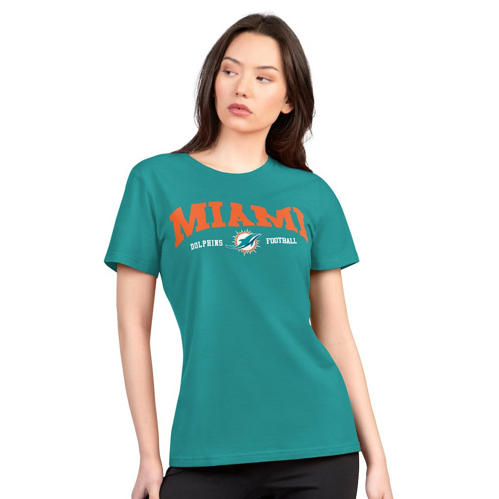 Miami Dolphins  G-III 4Her by Carl Banks Women's Super-Slim Lightweight Winning Crew T-Shirt