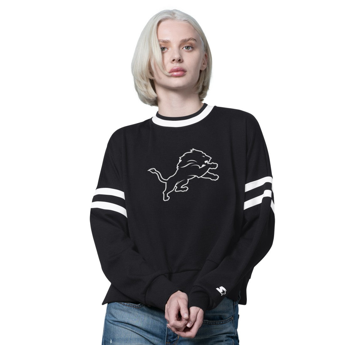 Detroit Lions  Starter Women's Rally Drop Shoulder Cropped Sweatshirt