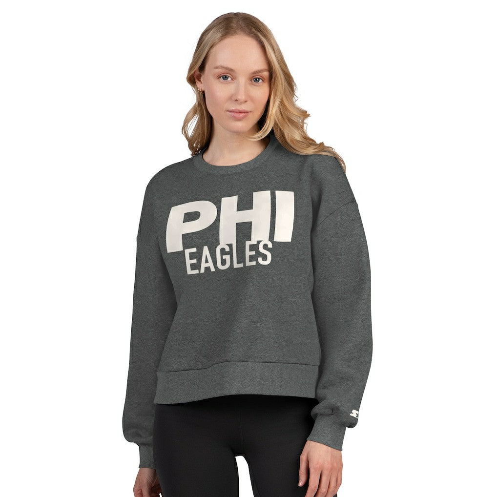 Philadelphia Eagles  Starter Women's Show Up Cropped Fleece Pullover Sweatshirt