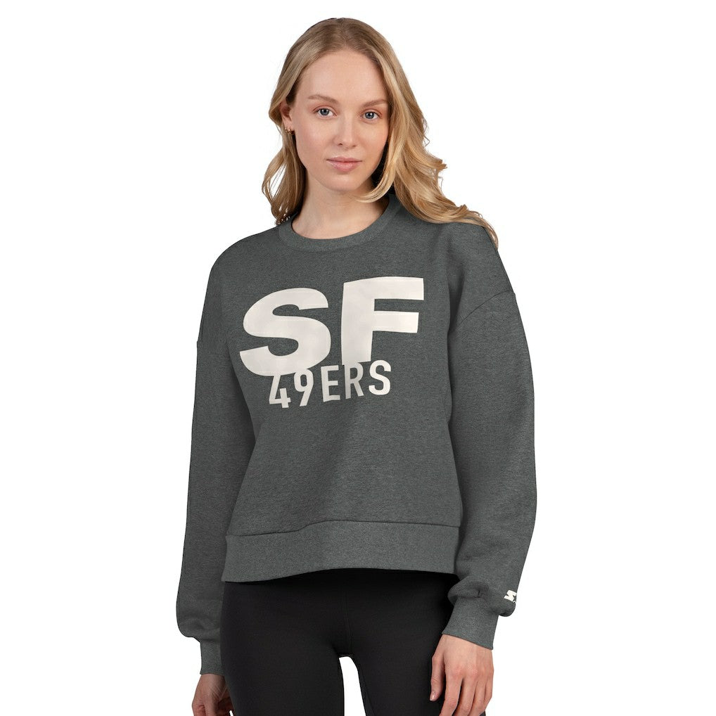 San Francisco 49ers  Starter Women's Show Up Cropped Fleece Pullover Sweatshirt