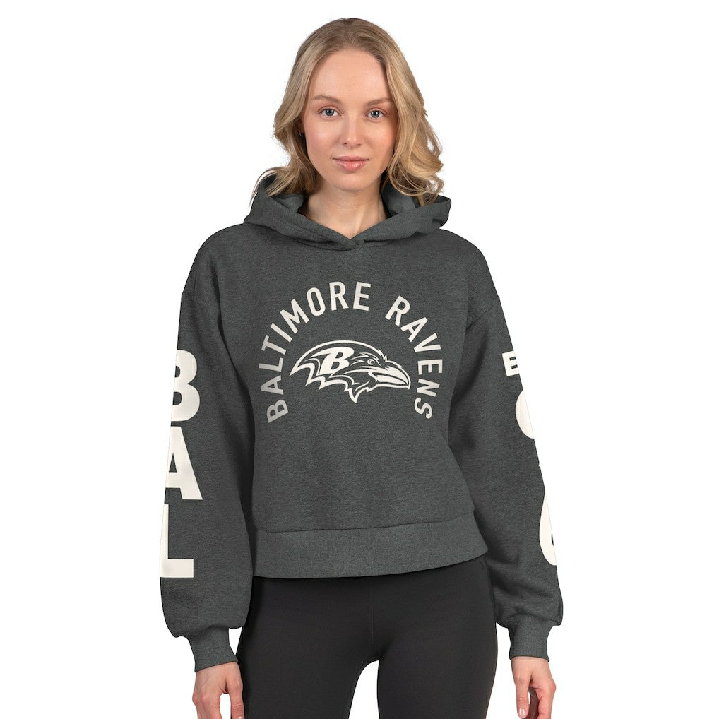 Baltimore Ravens  Starter Women's Star Player Cropped Fleece Pullover Hoodie
