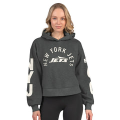 New York Jets  Starter Women's Star Player Cropped Fleece Pullover Hoodie