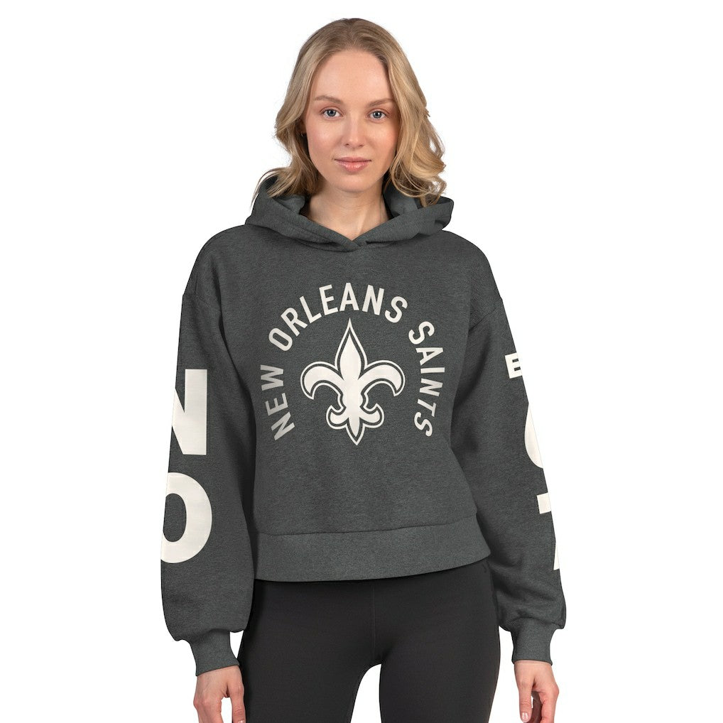New Orleans Saints  Starter Women's Star Player Cropped Fleece Pullover Hoodie