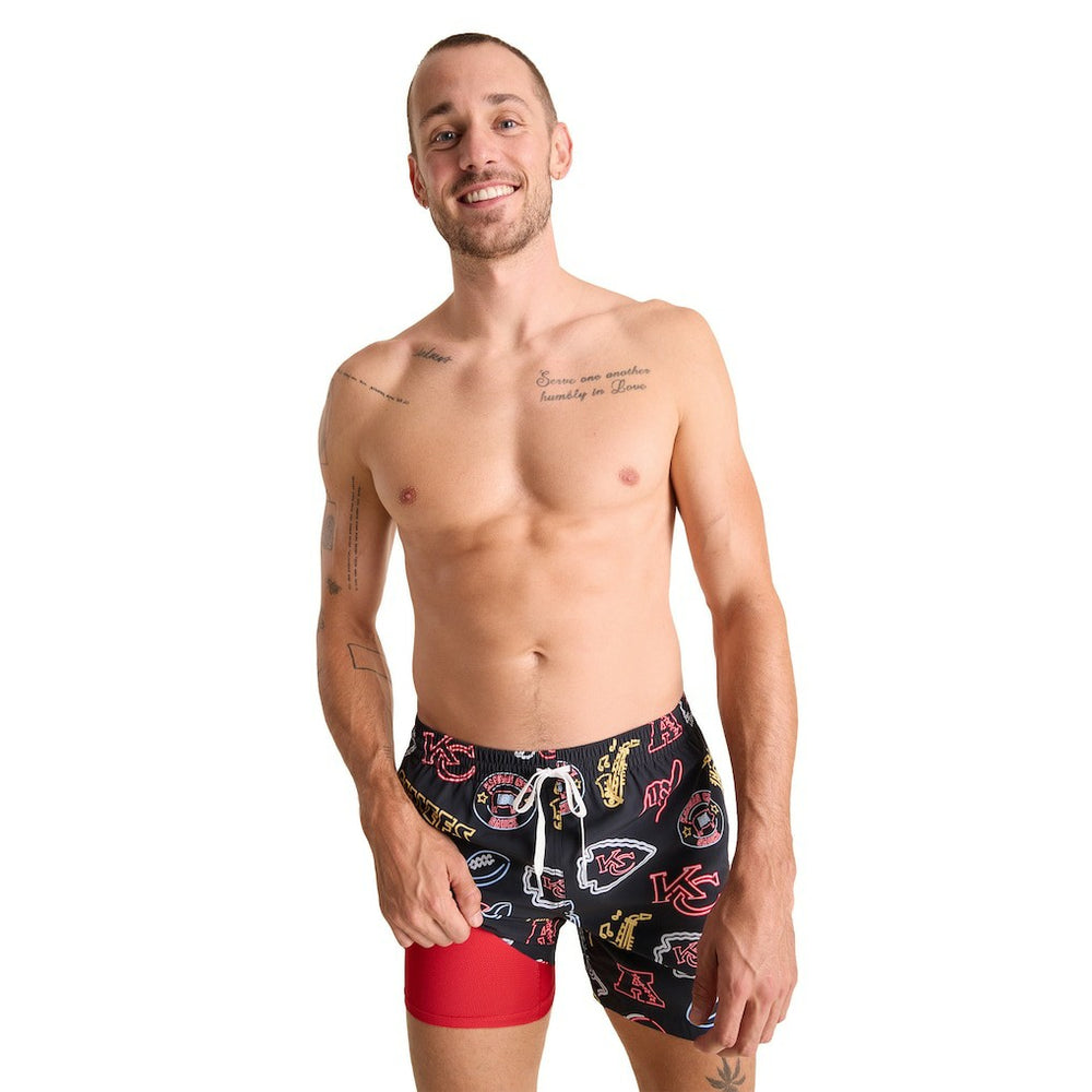 Kansas City Chiefs  Chubbies The Neon 5.5" Classic Lined Swim Trunks