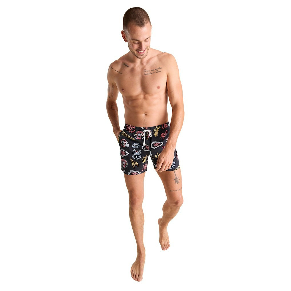 Kansas City Chiefs  Chubbies The Neon 5.5" Classic Lined Swim Trunks
