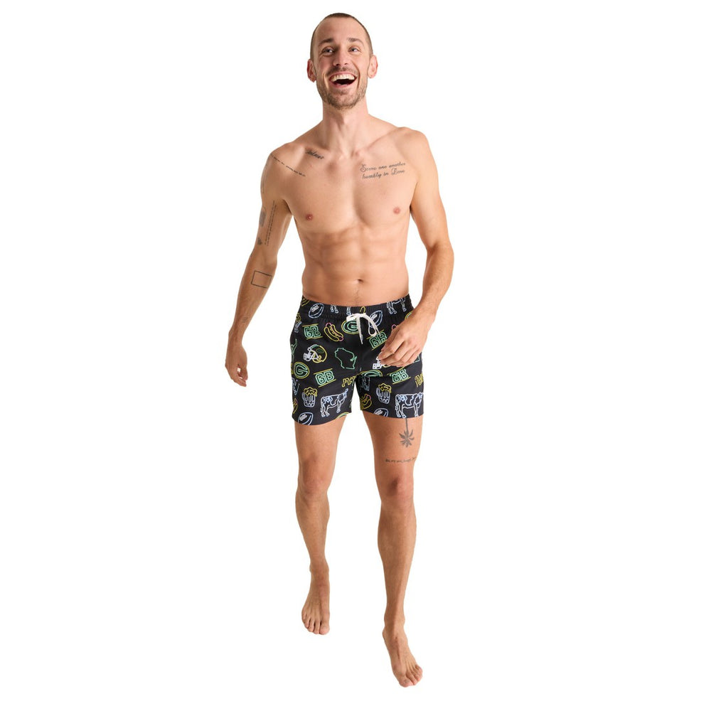 Green Bay Packers  Chubbies The Neon 5.5" Classic Lined Swim Trunks