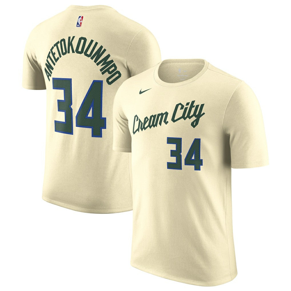 Giannis Antetokounmpo Milwaukee Bucks Unisex 2025/26 City Edition Name & Number T-Shirt Discount