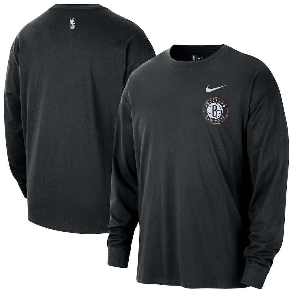 Brooklyn Nets 2025/26 City Edition Remix Essential Logo Long Sleeve T-Shirt On Sale