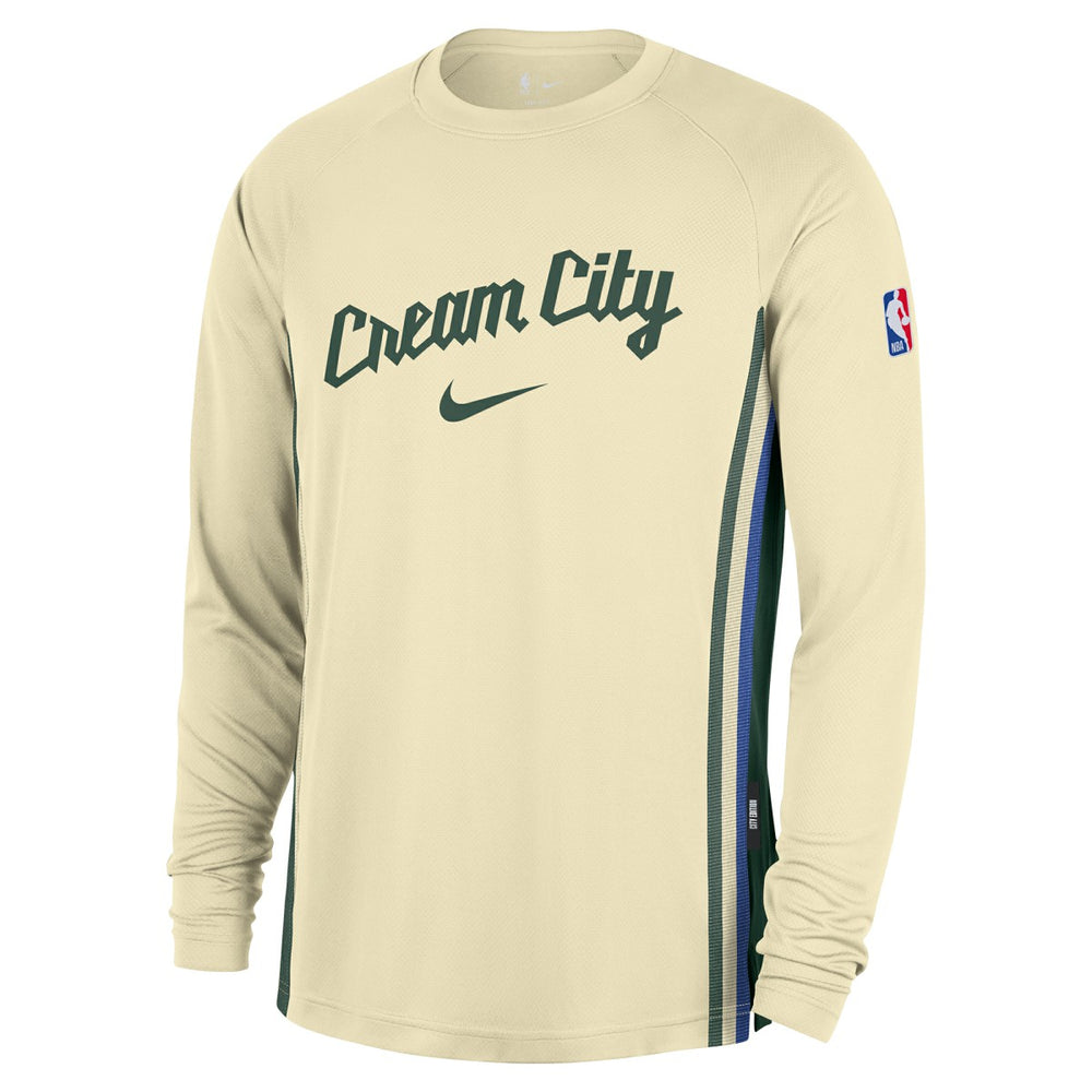 Milwaukee Bucks 2025/26 City Edition Authentic Pregame Dri-FIT Long Sleeve Shooting T-Shirt On Sale
