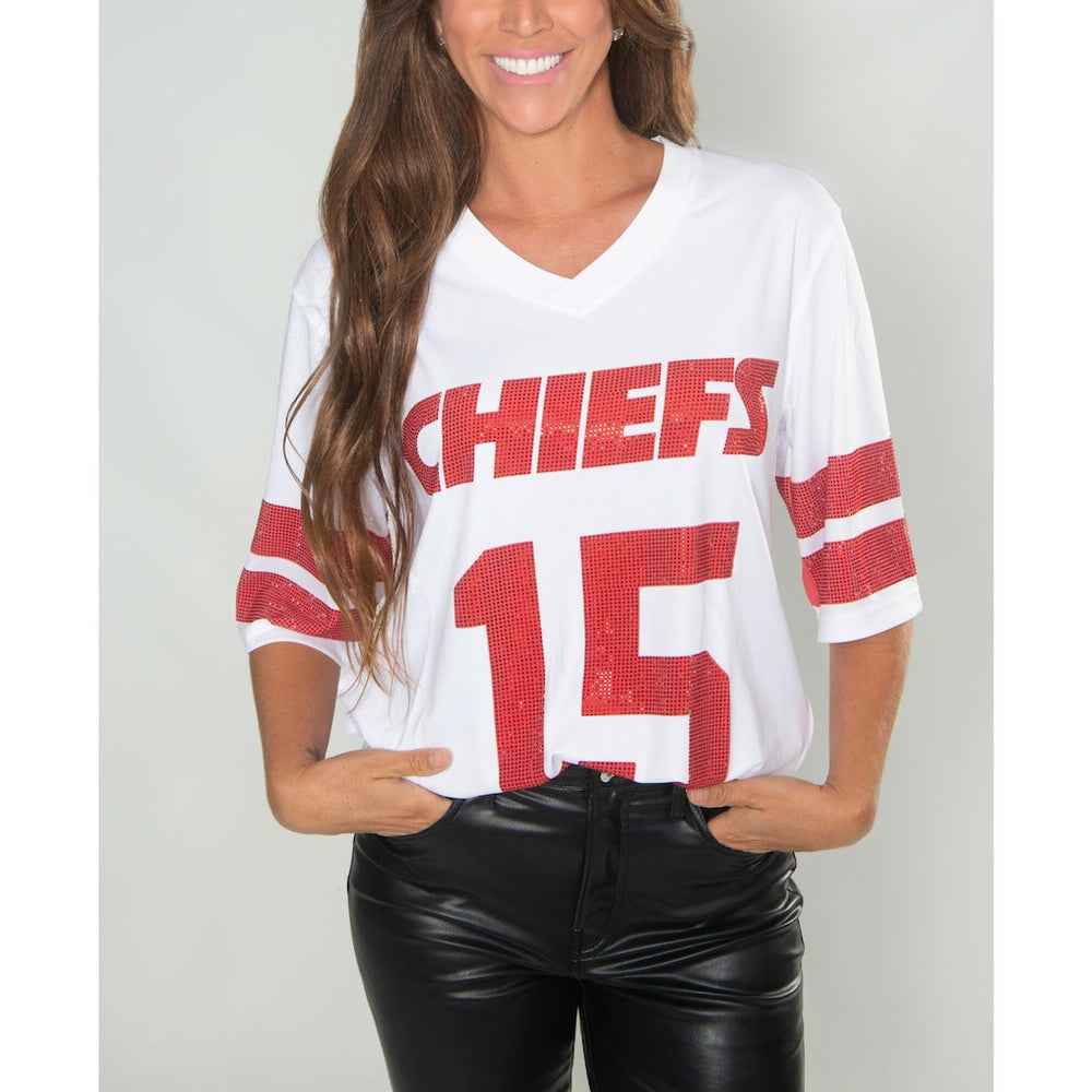 Kansas City Chiefs  Cuce Women's Crystal V-Neck Tunic