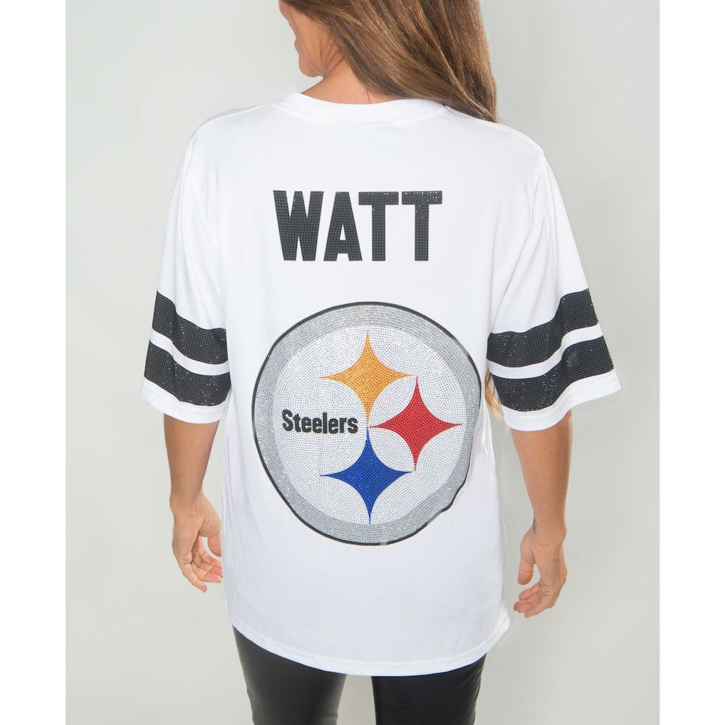 Pittsburgh Steelers  T.J. Watt  Cuce Women's Crystal V-Neck Tunic