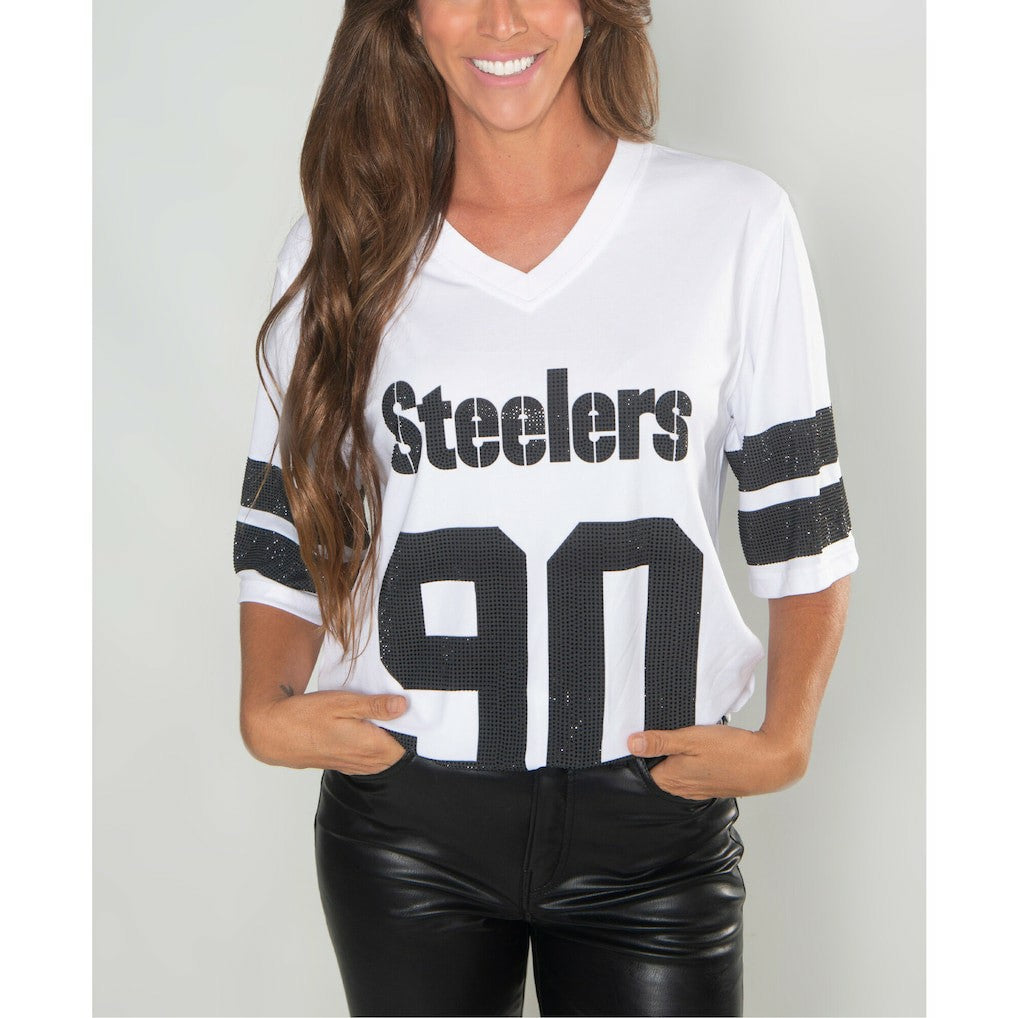 Pittsburgh Steelers  T.J. Watt  Cuce Women's Crystal V-Neck Tunic