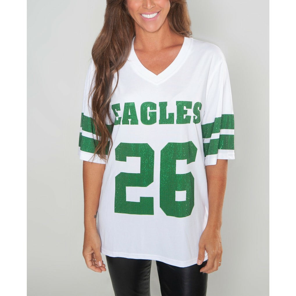 Philadelphia Eagles  Saquon Barkley  Cuce Women's Crystal V-Neck Tunic