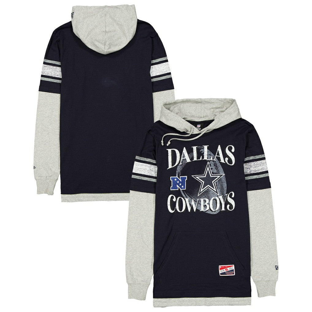 Dallas Cowboys New Era Twofer Layered Long Sleeve Hoodie T-Shirt