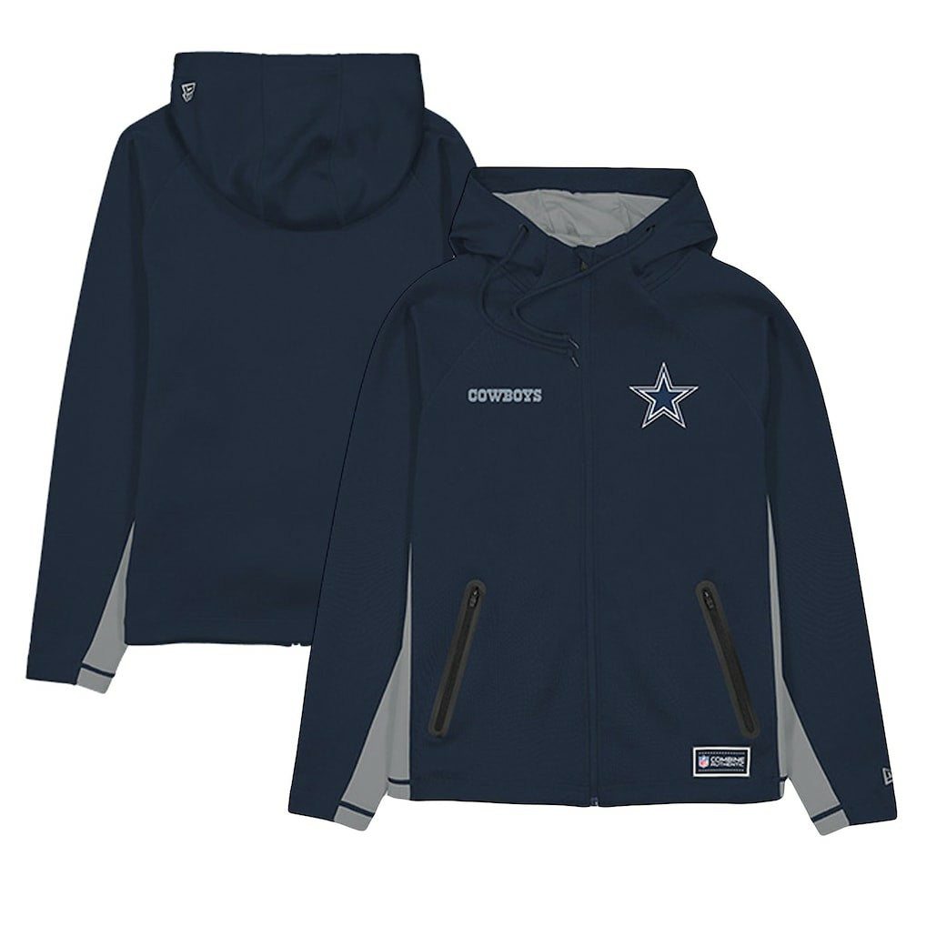 Dallas Cowboys New Era Combine Authentic Raglan Scuba Full-Zip Hoodie