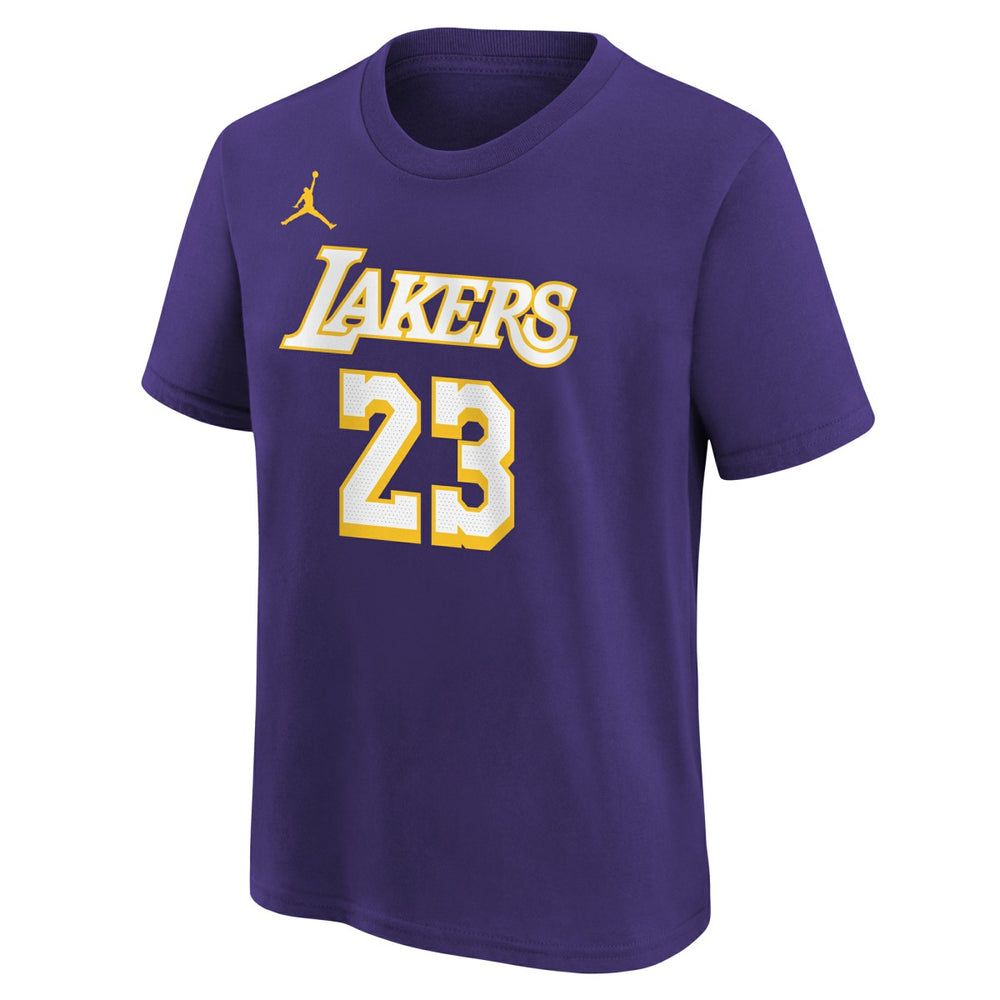 LeBron James Los Angeles Lakers Jordan Brand Youth Statement Edition Name & Number T-Shirt For Sale