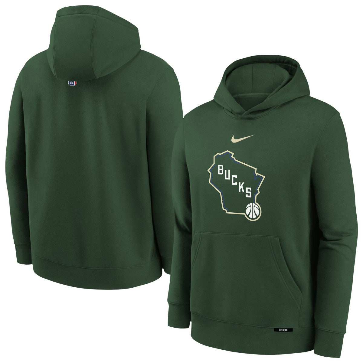 Milwaukee Bucks Youth 2025/26 City Edition Club Fleece Pullover Hoodie Discount