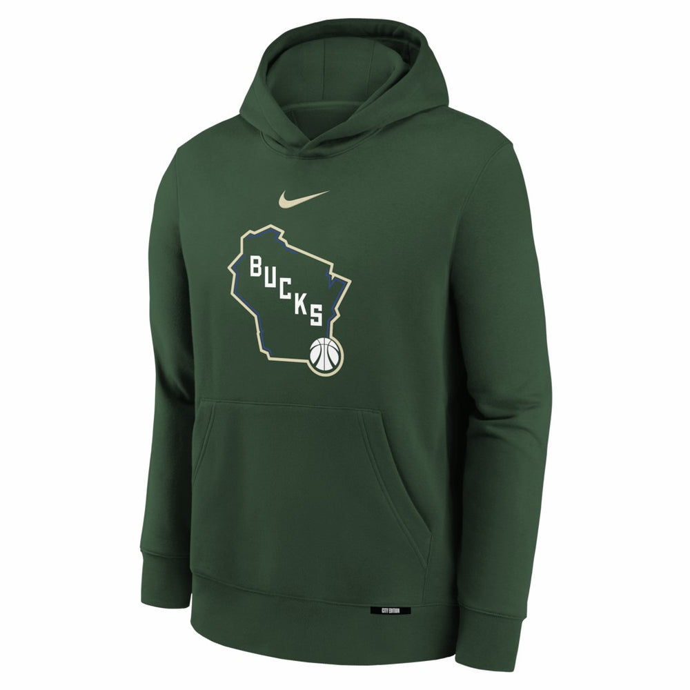 Milwaukee Bucks Youth 2025/26 City Edition Club Fleece Pullover Hoodie Discount