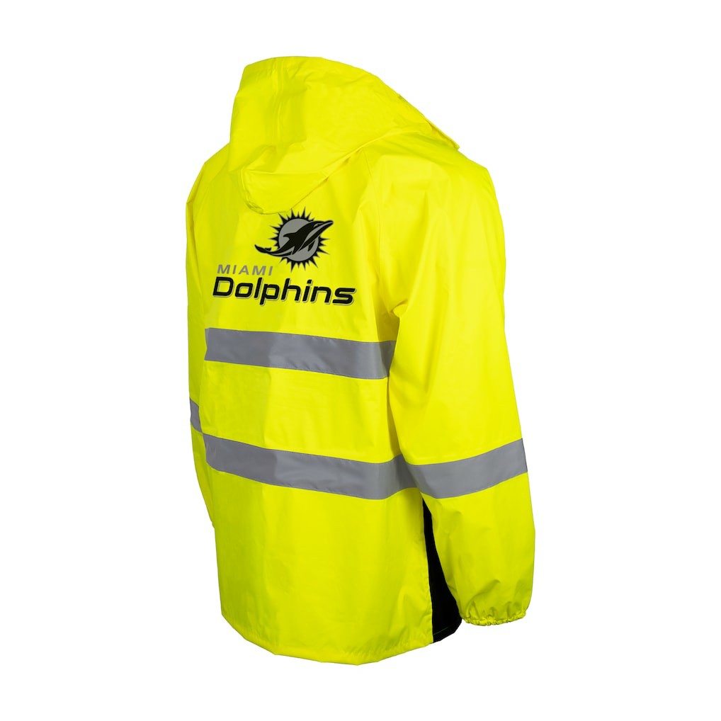 Miami Dolphins  Hi-Vis Safety Waterproof Rainshell Full-Zip Hooded Jacket