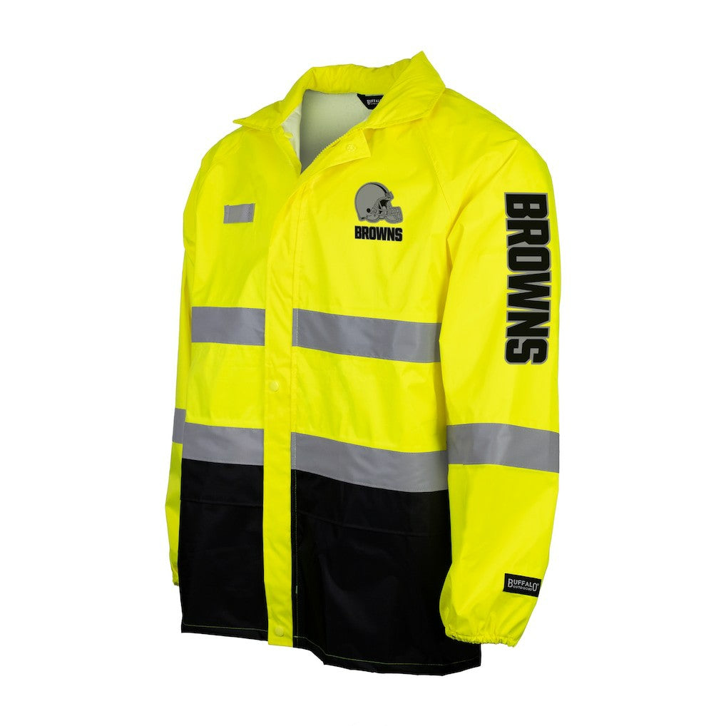 Cleveland Browns  Hi-Vis Safety Waterproof Rainshell Full-Zip Hooded Jacket