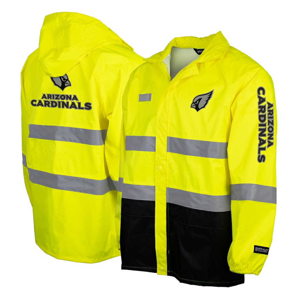 Arizona Cardinals  Hi-Vis Safety Waterproof Rainshell Full-Zip Hooded Jacket