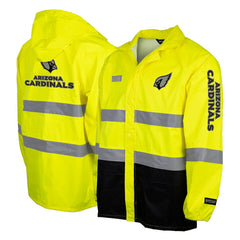 Arizona Cardinals  Hi-Vis Safety Waterproof Rainshell Full-Zip Hooded Jacket