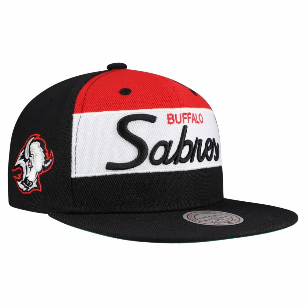 Buffalo Sabres Mitchell & Ness Retro Script Colorblock Snapback Hat Outlet