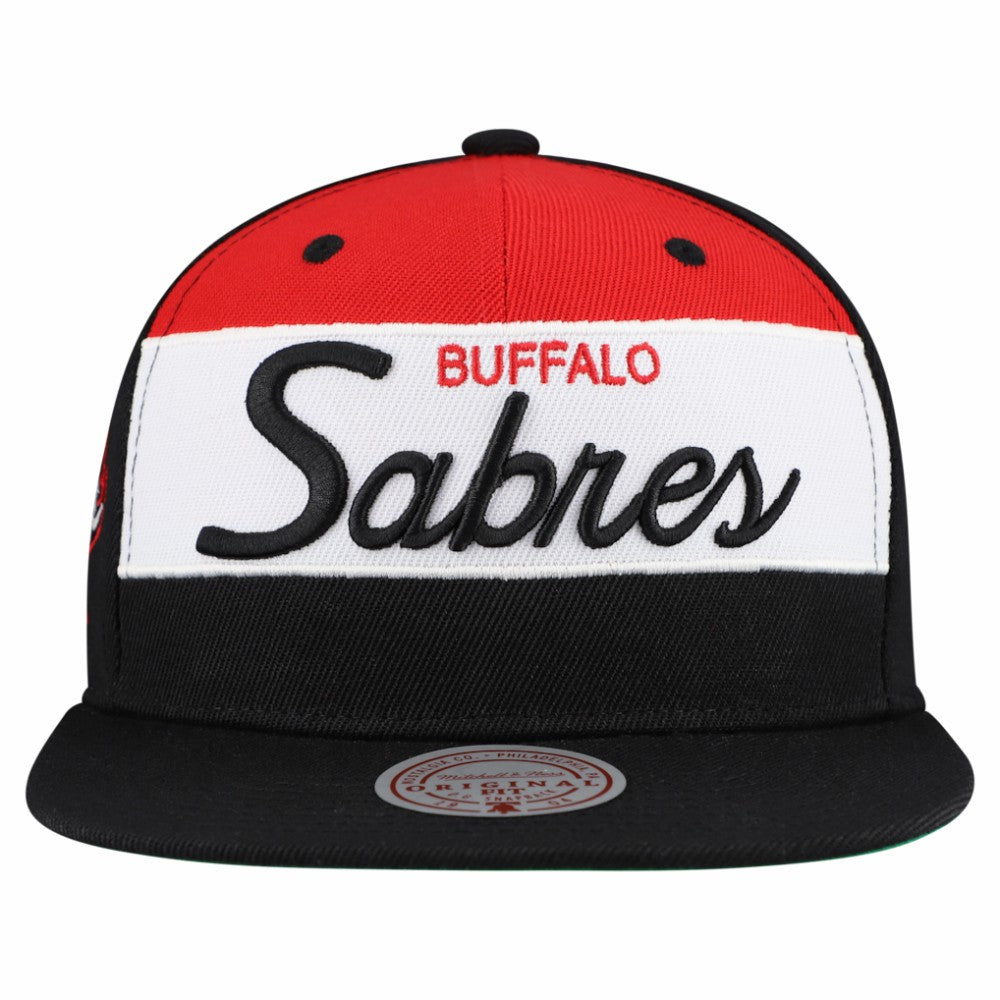 Buffalo Sabres Mitchell & Ness Retro Script Colorblock Snapback Hat Outlet