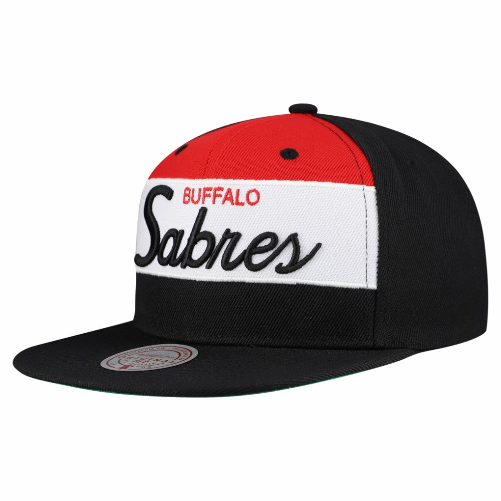 Buffalo Sabres Mitchell & Ness Retro Script Colorblock Snapback Hat Outlet