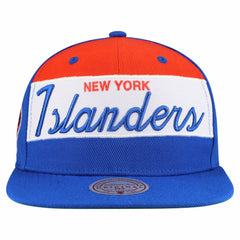 New York Islanders Mitchell & Ness Retro Script Colorblock Snapback Hat Online