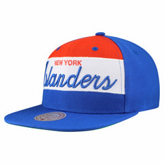 New York Islanders Mitchell & Ness Retro Script Colorblock Snapback Hat Online