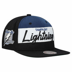 Tampa Bay Lightning Mitchell & Ness Retro Script Colorblock Snapback Hat On Sale