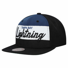 Tampa Bay Lightning Mitchell & Ness Retro Script Colorblock Snapback Hat On Sale