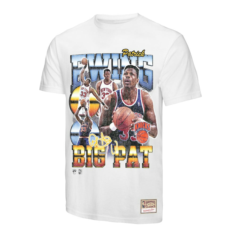 Patrick Ewing New York Knicks Hardwood Classics Commemorative Player Collage T-Shirt For Sale